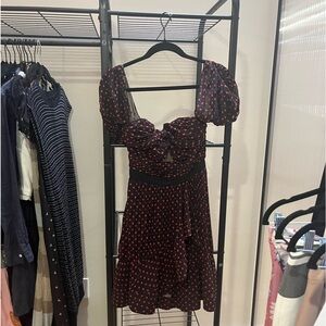 Self-Portrait Mini Polka Dot Dress with Black Belt